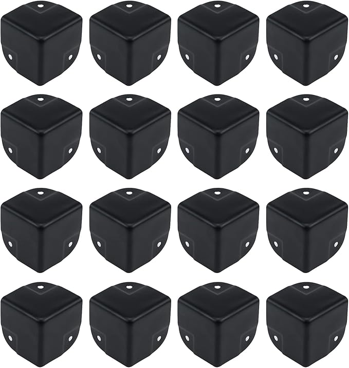 Antrader 16Pcs Black Metal Corner Protector,1.57" Box Edge Guard Protector,Metal Cabinets Speaker Corners Protector(40×40×40mm)