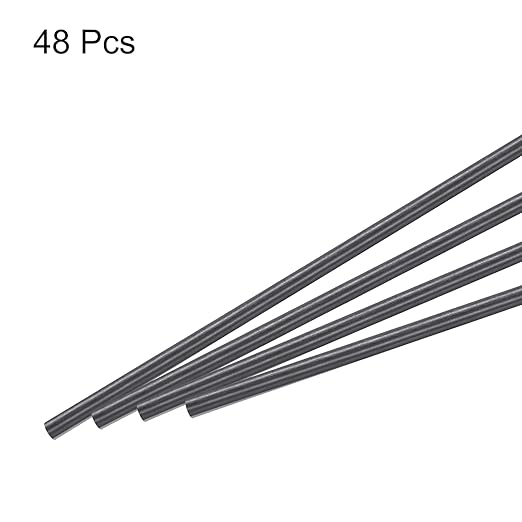MECCANIXITY Carbon Fiber Rod, 2mm x 100mm Carbon Rod Bar for RC Airplane DIY Craft Kite Wing Tube Quadcopter Arm Repair Pack of 48