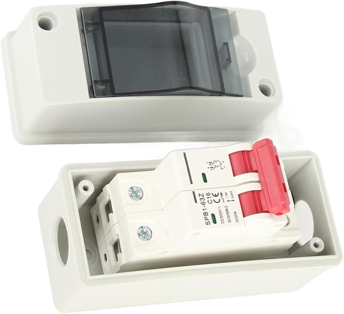 Miniature Circuit Breaker 16A DC500V for Solar Panels Outdoor Disconnect Switch IP65 Rated DIN Rail Enclosure RV Breaker Box