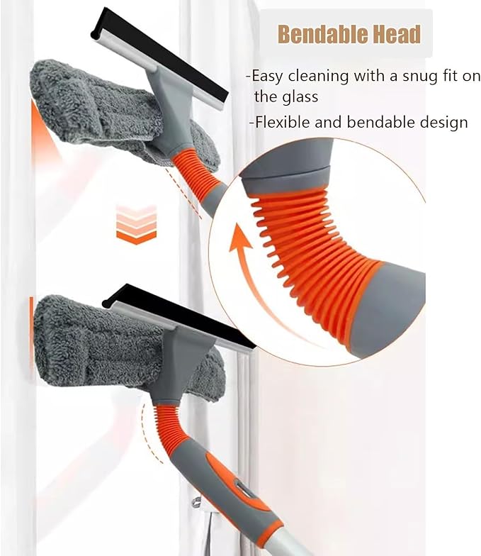 Window Washing Kit with Extension Pole, 2 In 1 Design Bendable Window Squeegee Cleaner Tool, Outdoor Window Glass Solar Panel Spray Washer Equipment, 65 84 103 123 200 258 Inch (Size : 656cm/258.3in