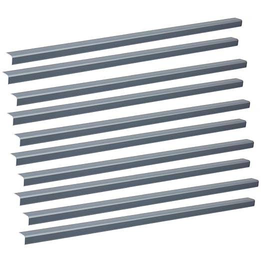 LC LICTOP Aluminum Angle Stock, Metal Corner Guards, Peel and Stick L Shaped Wall Door Frame, Cabinet Protectors Edge Trim Molding, 13.9in L x 0.4in-0.6in W x 0.07in T, 4Pcs Grey