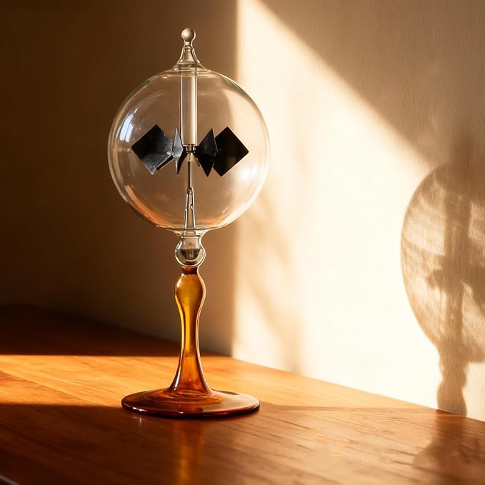 Large Solar Power Crookes Radiometer Gift Home Desk Decoration (Orange)