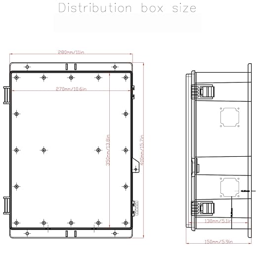 Outdoor Electrical Junction Box, Ventilation and Heat Dissipation ABS Plastic Project Enclosure with Internal Mounting Panel 15.7"x 11"x 5.9"