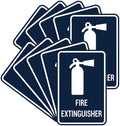 Signs ByLITA Portrait Round Fire Extinguisher Sign with Adhesive Tape, Mounts On Any Flat Surface (Navy Blue/White) - Large (10 Pack)