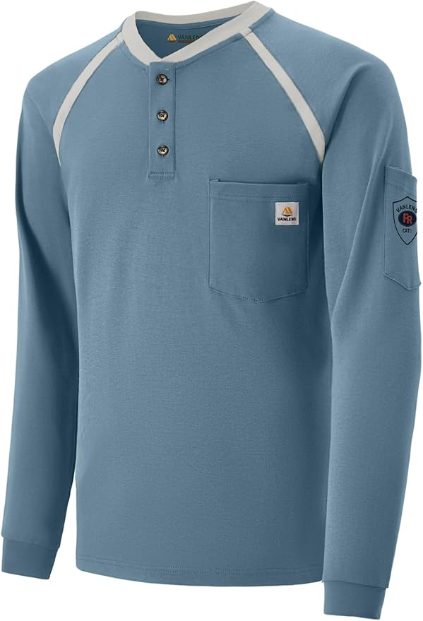 FR Shirts for Men Flame Resistant Shirts 6.5oz Light Weight Long Sleeve Fire Retardant Shirts CAT2/HRC2