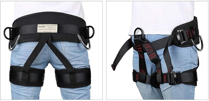 Climbing belts, Thicken Professional Half Body Safety Belt For Tree Climbing Saddle, Fire Rescue, Roofing and Rappelling, Climbing Gear