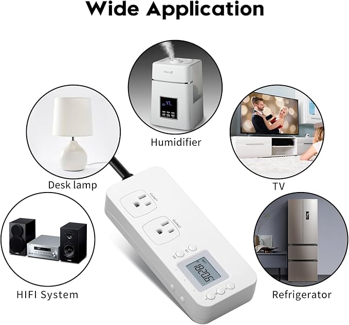 Electricity Usage Monitor, Briidea Power Consumption Watt Voltage Amp Meter Tester with 2 Outlets Electricity Analyzer Monitoring Device for Energy Saving, White