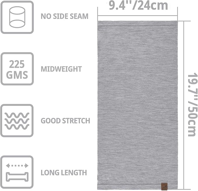 ACUSHLA 100% Merino Wool Neck Gaiter for Men & Women Ski Face Mask Winter Scarf Neck Warmer All Weather, Midweight Maple Leaf