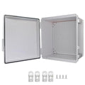 Waterproof Junction Box, ABS Plastic Electrical Box with Stainless Steel Latch, Hinged Cover Electric Project Enclosure Box with Mounting Plate, Wall Brackets 11.8"x11.8"x7.1"