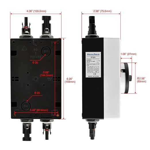 Heschen Photovoltaic DC Isolator Solar Switch, GF40, 32A 1200VDC, 4P, IP66 Solar Combiner Box, for Off/On Grid Solar Systems, Solar Panel Solar Power System RV