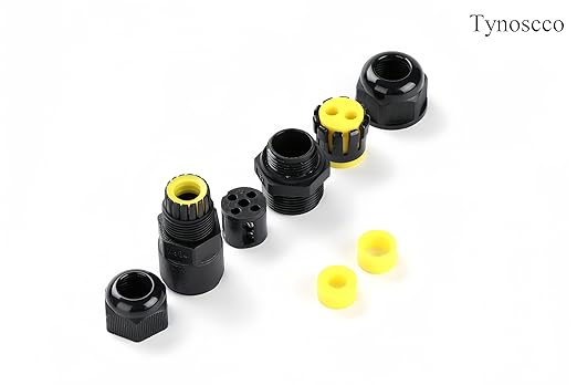 IP68 Waterproof Junction Box Outdoor 2way 4Pin 1in2 Out (AC450v,24A) M20 Wire Range in(5-10mm) Out（3-7mm） Electrical Cable Connector,Suitable for Repair and Extend Power Cables,UL（2Pack）
