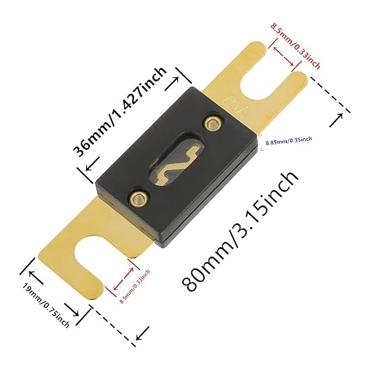 BOJACK 0/2/4 Gauge ANL Fuse Holder and 70 Amp ANL Fuses for 0 2 4 8 Gauge AWG Block, Automotive Fuse Holder 70A (Pack of 2)