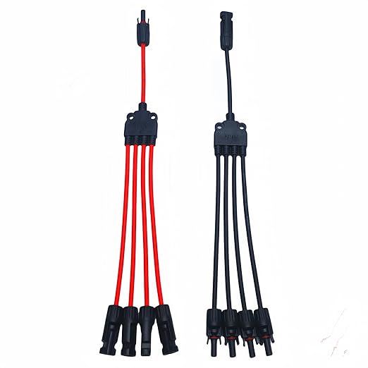 1 Pair Solar Y connectors 1 to 4-Turn Waterproof Parallel Solar connectors, 12AWG tinned Copper Solar Panel Cable Plug connectors (M/FFFF and F/MMMM)