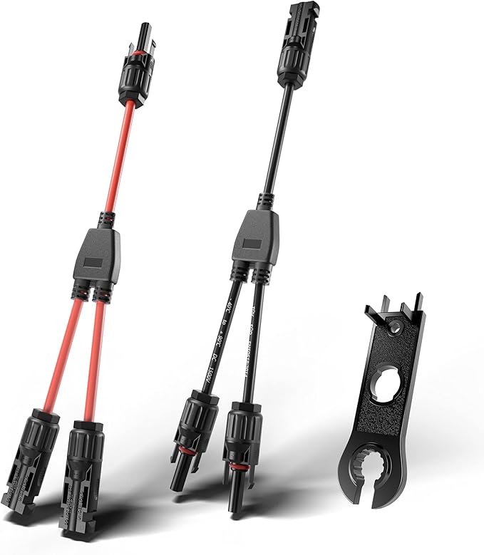 OYMSAE Solar Connectors Y Branch Parallel Adapter Cable Solar Cable Connectors Solar Panel Connectors Wire Plug Tool Kit for Solar Panel (M/FF, F/MM)