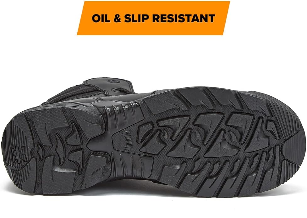 MAGNUM Men's Stealth Force Black Work Boots for Men Waterproof, Security Slip Resistant Lightweight Police Hiking and Tactical Boots Men, 6 Inch Law Enforcement Boots - Black, 10 Medium
