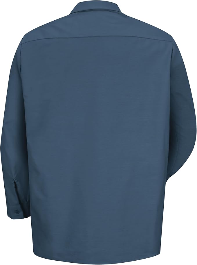 Red Kap Men's Long Sleeve Industrial Work Shirt | Moisture Wicking Button Up, Wrinkle Resistance Fights Fading & Stains