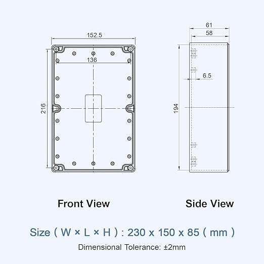 LeMotech Electrical Box Clear Cover Project Box IP65 Waterproof Junction Box ABS Plastic Case Universal Enclosure for Electronics, Black 9.0"x 5.9"x 3.1"(230x150x85mm)(Pack of 1)