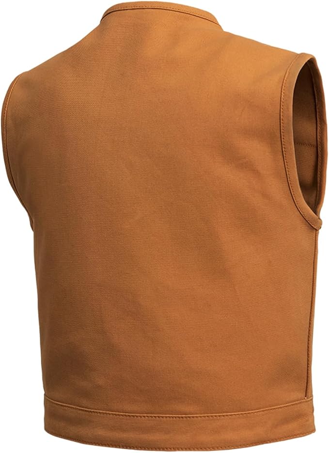 First Mfg Co - Lowside - Mens Motorcycle Biker Riding Canvas, Leather, Twill, Perforated Leather Vest