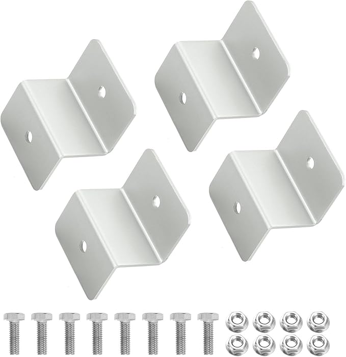 uxcell 4 Pack Z Brackets, 30mm Aluminum Alloy Solar Panel Brackets Lightweight Solar Panels Z Brackets with Nuts and Bolts for Roof RVs Boat Off Grid, Silver