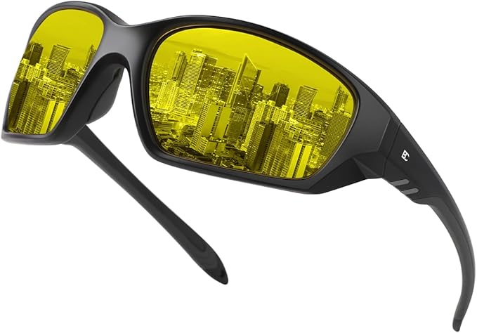 BIRCEN Night Vision Glasses for Driving: Running Cycling Sport Night Anti Glare Yellow Glasses for Men Women