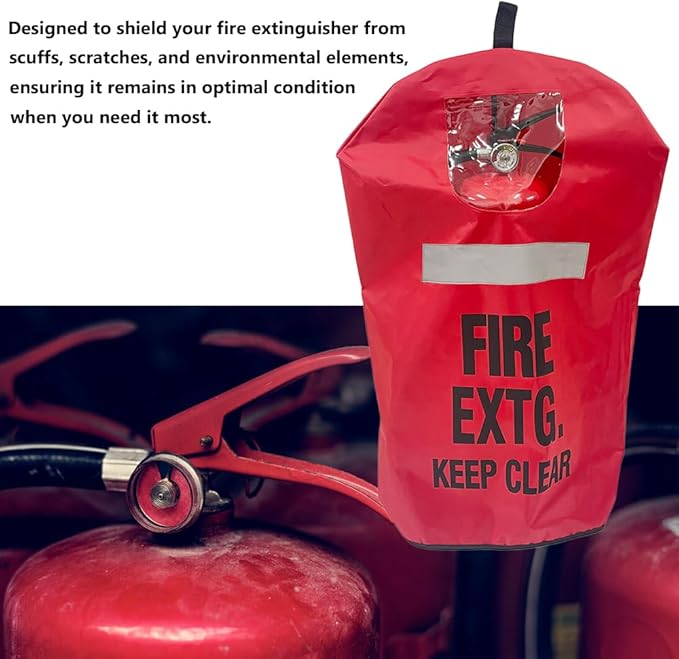 Fire Extinguisher Cover with Reflective Strap, Heavy Duty Fire Sa-fety Protective Sleeve from scuffs & scratches Accessories, 1 Pcs, 18"Wx35"L (15-26LB)
