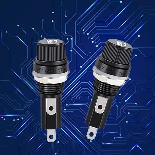 20Pcs Black Fuse Holder with Screw Cap for Fuse Insert, Panel Mounted, AC 250V 10A/125V 15A, for Solar Panel, Solar Controller, Boat Fuse Panel, Radio, Auto Stereo, Relay (6x30mm)