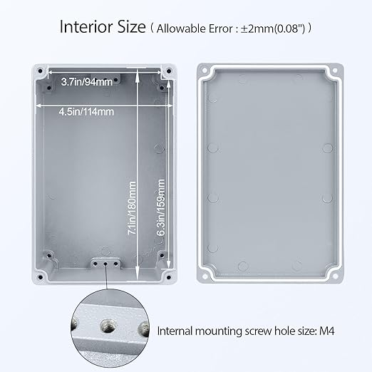 LeMotech Junction Box, Aluminum Alloy Metal Electrical Box, IP67 Waterproof Dustproof Project Box, Outdoor Universal Enclosure, Grey 7.4x4.7x3.0in (188x120x78mm)