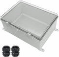 Zulkit Junction Box ABS Plastic Waterproof IP65 Electrical Boxes Hinged Shell Clear Cover Outdoor Universal Project Enclosure with Mounting Plate and Wall Brackets 15.4x11.4X 6.3inch (390x290x160 mm)