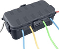 QUOBAS Outdoor Waterproof Electrical Box with 6 Cable Ports, IP54 Weatherproof Heavy-Duty Extension Cord Cover for Power Strips, Garden Power Tools, Holiday Lights, Gray