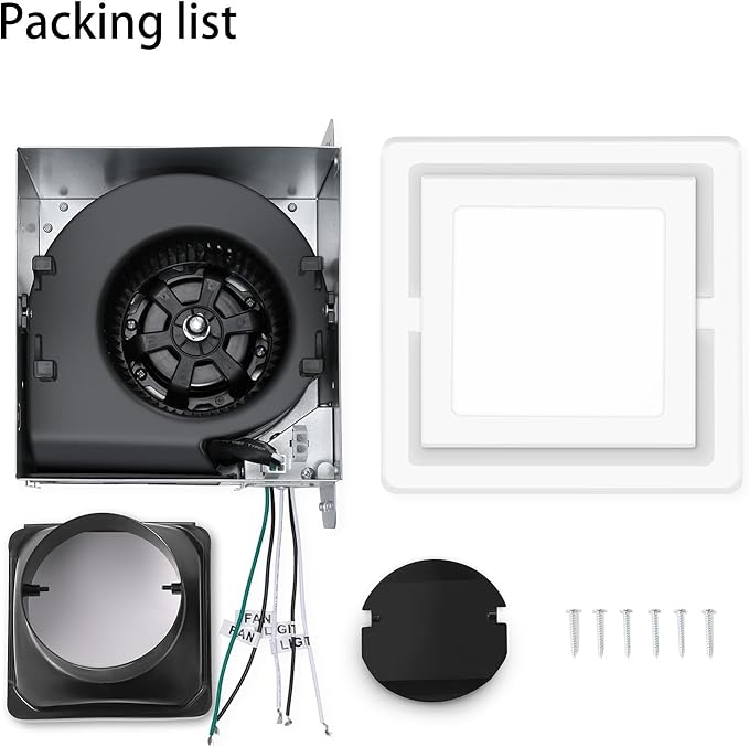 Bathroom Exhaust Fan with Light 110 CFM Quiet 6500K 800LM Household Ventilation Fan Light Combo, Energy Saving Ceiling Mount Bathroom Air extractor, Multipurpose Bath Extractor Easy to Install