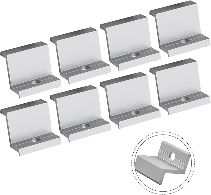 10 Pcs Aluminum Solar Panel End Clamps Mounting Hardware Kit PV Module Frame Support Brackets Rooftop Installation System Adjustable Solar Panel Mounting Z Bracket Clamps for Panel Frames