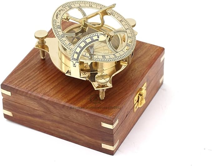 Compass Gift for Mom/Dad, Antique Nautical Directional Magnetic Sundial Pocket Compass Gifts for Women/Men with Leather Case or Wooden Box, Baptism 2026 Communion Christian Luxury Gift, Anniversary