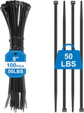 Black Zip Ties 8 Inch (100 Pack),50lbs Tensile Strength,Heavy Duty Self-Locking Nylon Cable Ties, UV Resistant Flame Retardant Cable Ties for Indoor and Oudoor Use