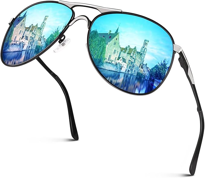 GQUEEN Classic Military Style Pilot Polarized Sunglasses Spring Hinges Al-Mg for mens womens MOS1