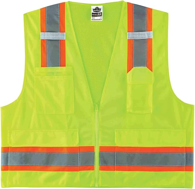 Ergodyne Unisex Two-tone Class 2 Two Tone Surveyors Vest, Lime, Small-Medium US
