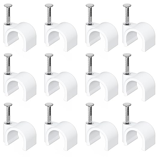 Jadaol 10mm Wide Design Cable Clips with Nails for Round Ethernet Cables, Cord Clips for Wall, Nail-in Wire Tacks for Cat5/Cat6/Cat7 RJ45 Cable, Coaxial, TV, Speaker, Electrical Wire, 100 Pack