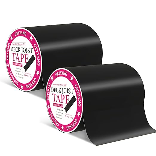 GEYYANG Deck Joist Tape - 6 inch x 50 Feet, Waterproof Seal Antiseptic Butyl Tape, Self-Adhesive Flashing Tape for Wood Decks, Beams, Roof (2 Rolls)