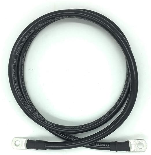 End Game 2 AWG Gauge Marine Grade Battery Cables, Made in USA, Fully Assembled with Heavy Duty Tinned Lugs, 1ft-15ft Lengths Available (Single Black, 8ft - 5/16” Lugs)