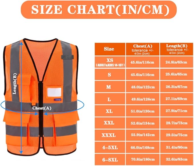 A-SAFETY High Visibility Mesh Safety Reflective Vest with Pockets and Zipper,Hi Vis Viz Reflective Safety Vest(Orange Mesh M)