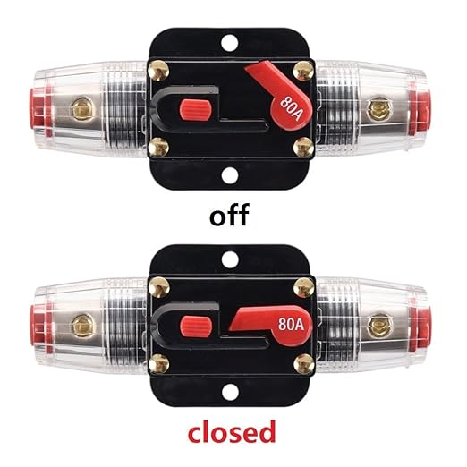 80 Amp Circuit Breaker Manual Reset Inline Fuse Inverter for Car Marine Trolling Motors Boat ATV Audio Solar Inverter System Protection 12V-24V DC 80 Amp
