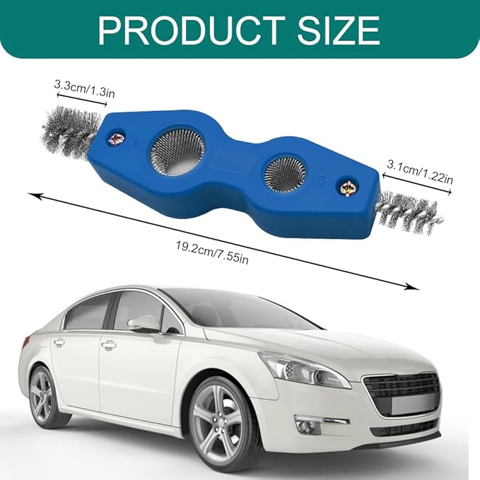 4 in 1 Car Battery Cleaning Brush, Battery Terminal Cleaner, Anti-Rust Car Terminals Machine Parts Cleaning Tool with Steel Wire, Auto Post Cleaner Brush Tool Fit for Vehicle & Marine (Blue)
