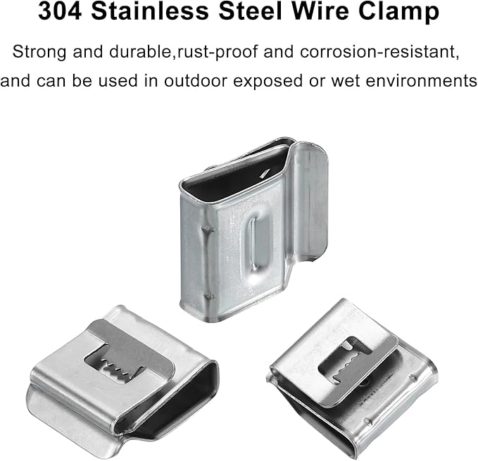 HARFINGTON 10pcs Trailer Frame Wire Clips 21.6mm Length Solar Panel Wire Clip Stainless Steel Trailer Wiring Clips Double Wire Cable Clamps for Boat Trailer Fishing Boat Cable Organization