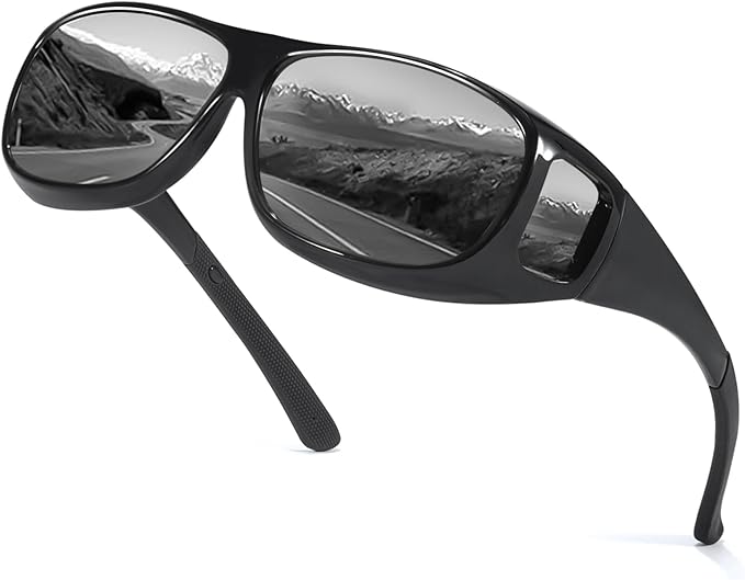 Myiaur Fit Over Glasses Sunglasses for Men Women， Polarized UV400 Protection, Anti-Glare for Driving & Outdoor Activities