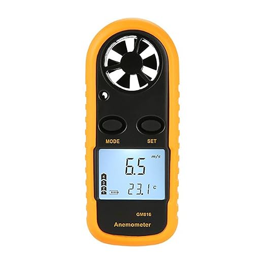 Buachois Anemometer Handheld,Digital Wind Speed Meter,Wind Speed Temperature Gauge with Digital LCD Display,for Measuring Wind Speed, Temperature and Wind Chill