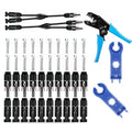 Solar Panel Crimping Tool,Crimping Tool Kit with 10PCS Connectors and 2PCS Spanner Wrench and 2PCS Y Solar Connectors and Solar Wire Crimping Tool for PV Cable