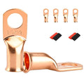 4 PCS Battery Terminal Connectors, Battery Cable Ends Lugs, 2/0 Gauge Wire Connectors, 2/0 AWG 1/2" Stud Ring Terminals, Copper Wire Lugs with Heat Shrink Tubing.