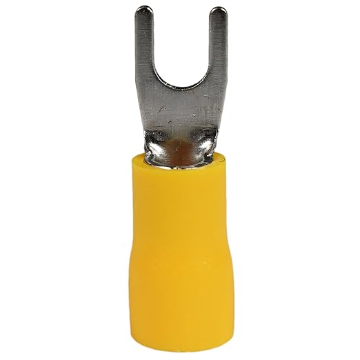 PAPUGA 25PCS 12-10 AWG (4-6 mm2) #6 / M3.5 Insulated Fork Spade Crimp Connector, 600V 48A, CE RoHS Automotive Electrical Crimp Terminal, Control Panels