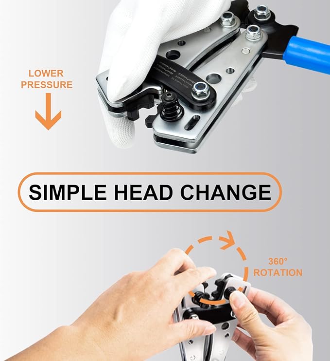 Sanuke Battery Cable Lug Crimping Tool for AWG 8 6 4 2 1/0 Heavy Duty Copper Wire Lugs, Electrical Wire Crimper