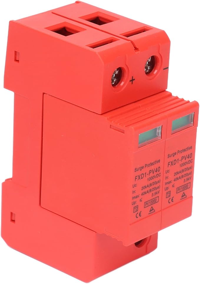 2Pcs Voltage DC Protector Solar,Arrester Device Rail Installation 2P Protective Device DC Photovoltaic Protector Lowvoltage Arrester (DC 1000V)