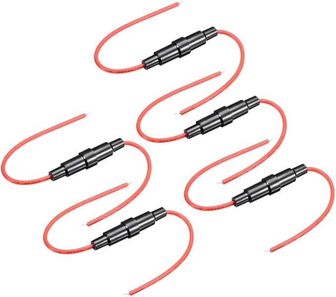 uxcell Inline Screw Type Fuse Holder 22 Gauge AWG 5Pcs for 5mm x 20mm Tube Fuse